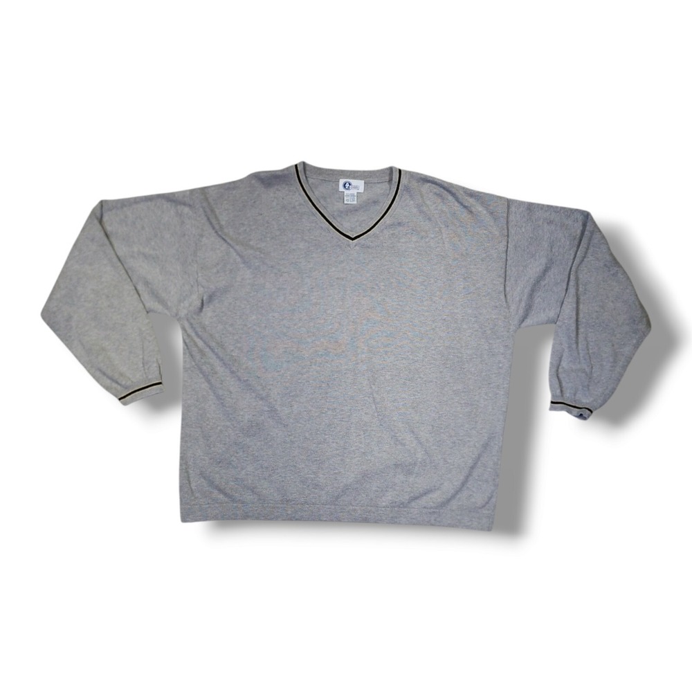 Vintage Y2K Arizona Jean Co Gray V-Neck Long‎ sleeve Light Sweater Men's XL
